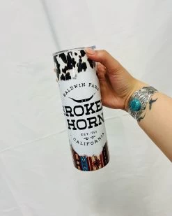 Aztec Cowprint Tumbler Broken Horn Logo