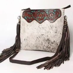 Crossbody Hand Tooled And Upcycled Canvas Purse