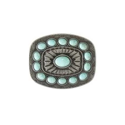 Blazin Roxx Rectangle Buckle Southwestern Turquoise Stones