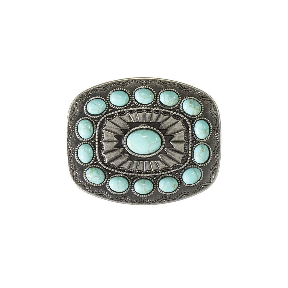 Blazin Roxx Rectangle Buckle Southwestern Turquoise Stones