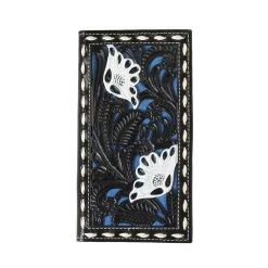 Nocona Rodeo Wallet Floral Filgree Suede Underlay Black