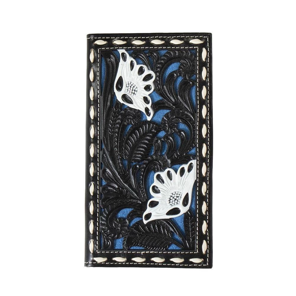 Nocona Rodeo Wallet Floral Filgree Suede Underlay Black