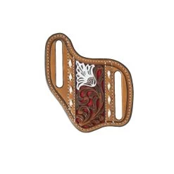 Nocona Knife Sheath Floral Filigree Suede Underlay Red