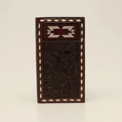 Nocona Mens Rodeo Wallet Tooled Southwestern Buck Lacing