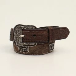 Ariat Boys Belt Floral Tabs Longhorn Conchos