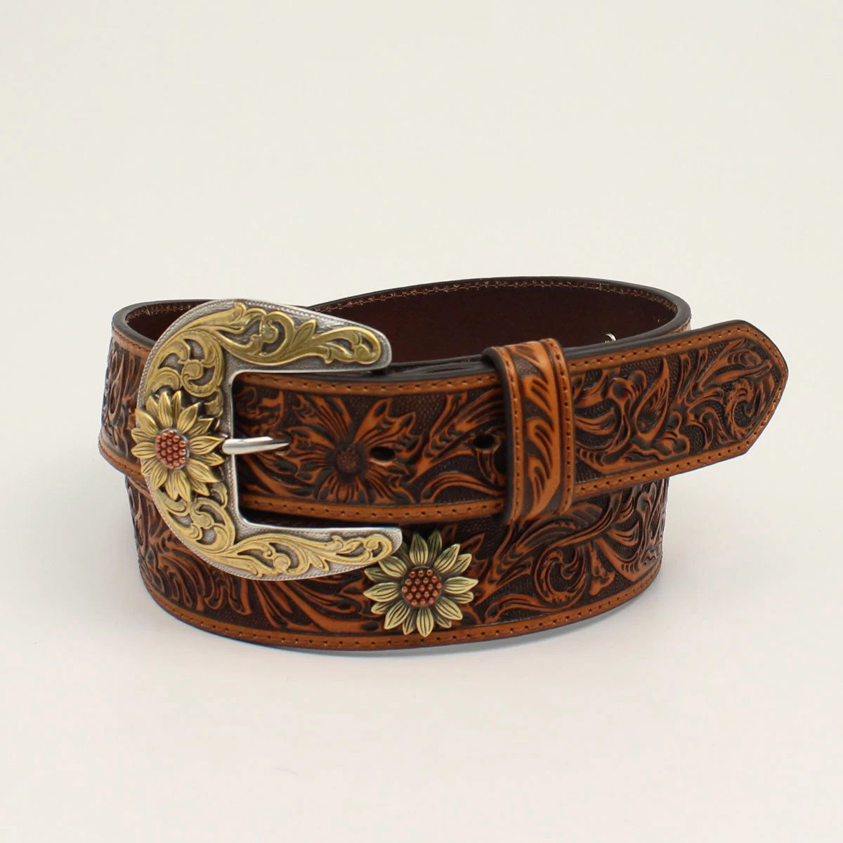 Ariat Ladies Floral Tooled Sunflower Concho Tan