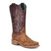 Corral Ladies Sand/purple Embroidery Square Toe Boot