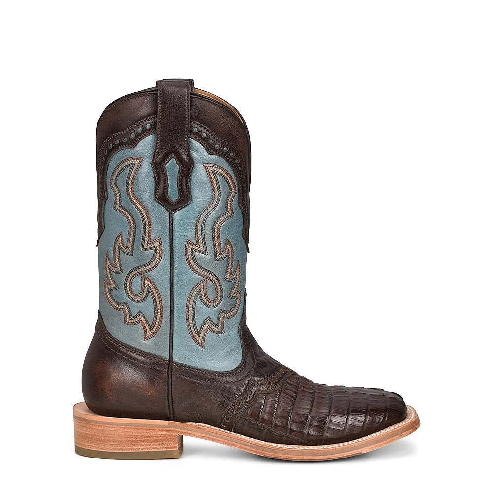 Corral Men's Black Caimen Overlay & Embroidery - Brown/blue - Image 2