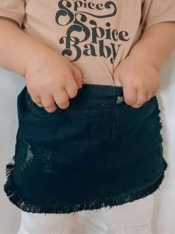 Birdie Denim Fringe Skirt