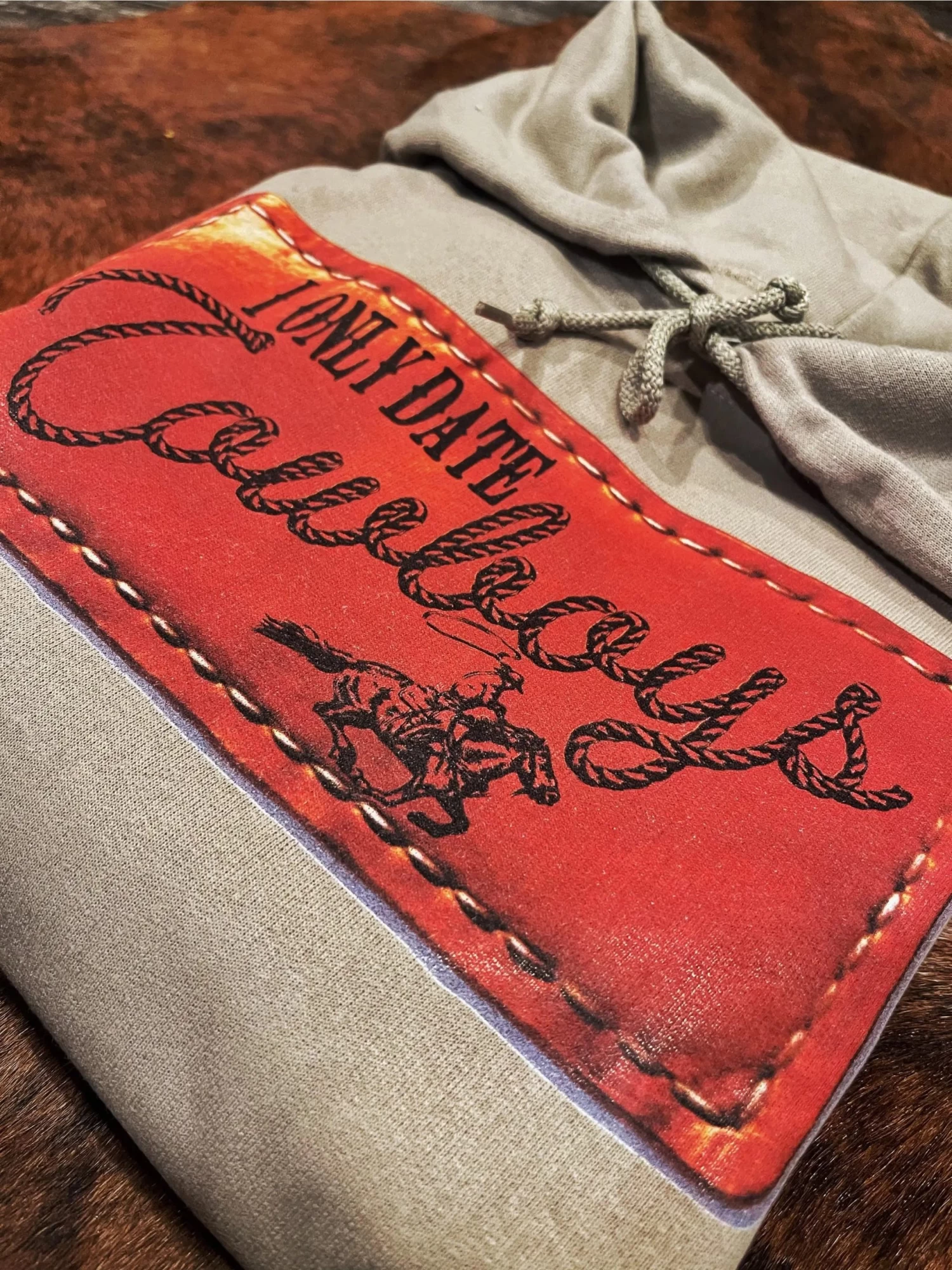 I Only Date Cowboys Hoodie Cream - Image 2