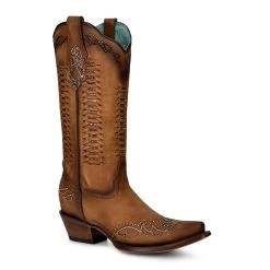 Corral Ladies Sedron Overlay Embroidery Studes - Brown