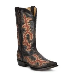 Corral Men's Inlay & Embroidery Black/red