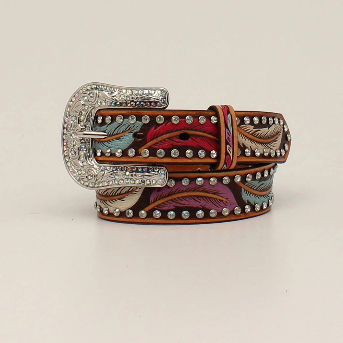 Angel Ranch Girls Feather Stones Tan Belt