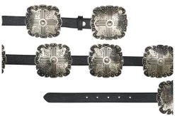 1" Black Floral W/Silver Square Conchos