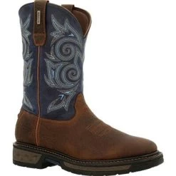 Georgia Boot Carbo Tec. Waterproof Pull On Boot. Brown/Navy