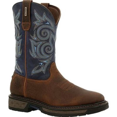 Georgia Boot Carbo Tec. Waterproof Pull On Boot. Brown/Navy
