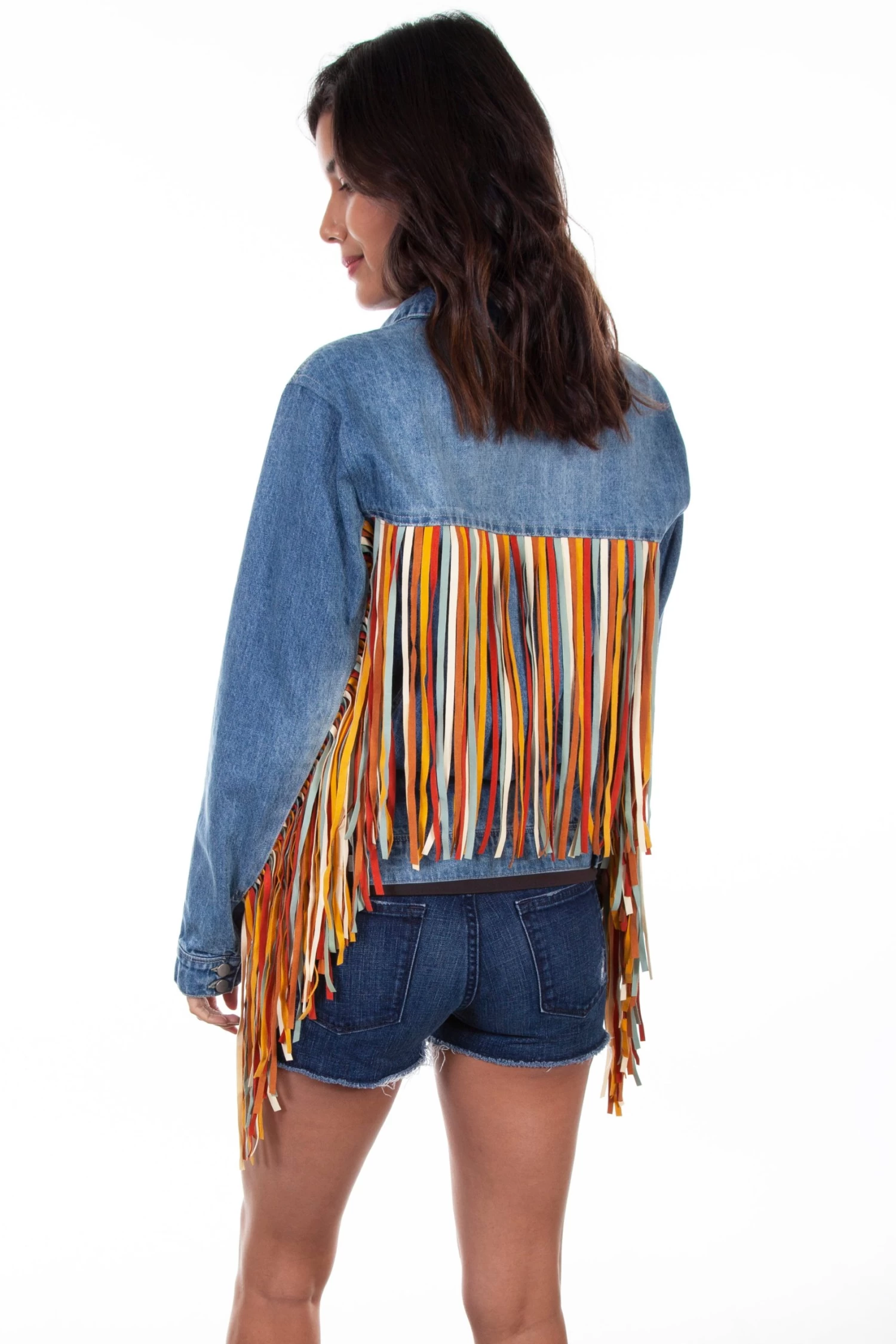Scully Denim Jacket W/colorful Fringe - Image 2