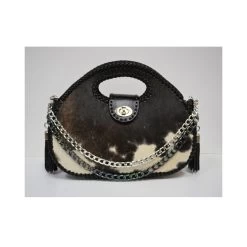 Cowhide Leather Purse - Brown/White