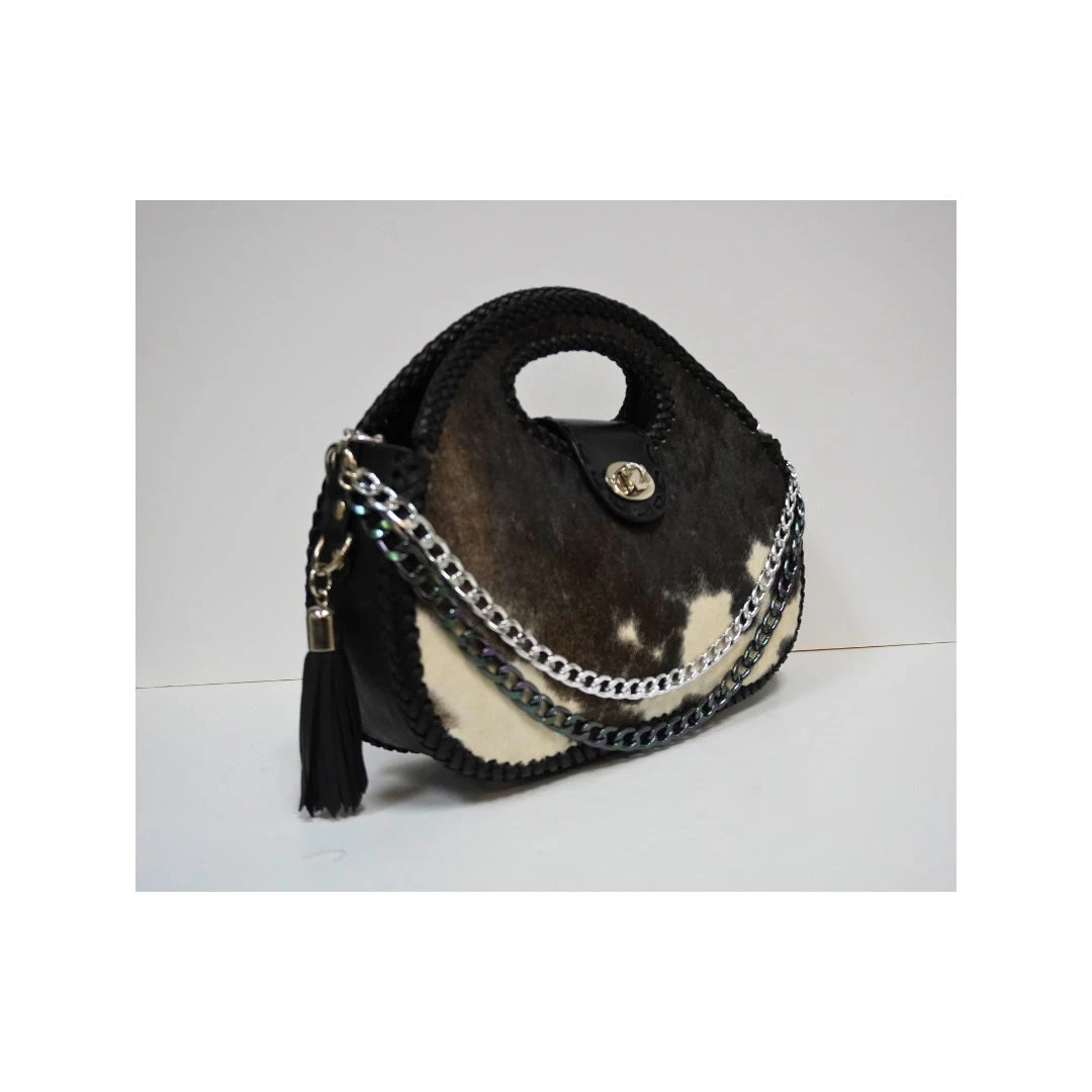 Cowhide Leather Purse - Brown/White - Image 2