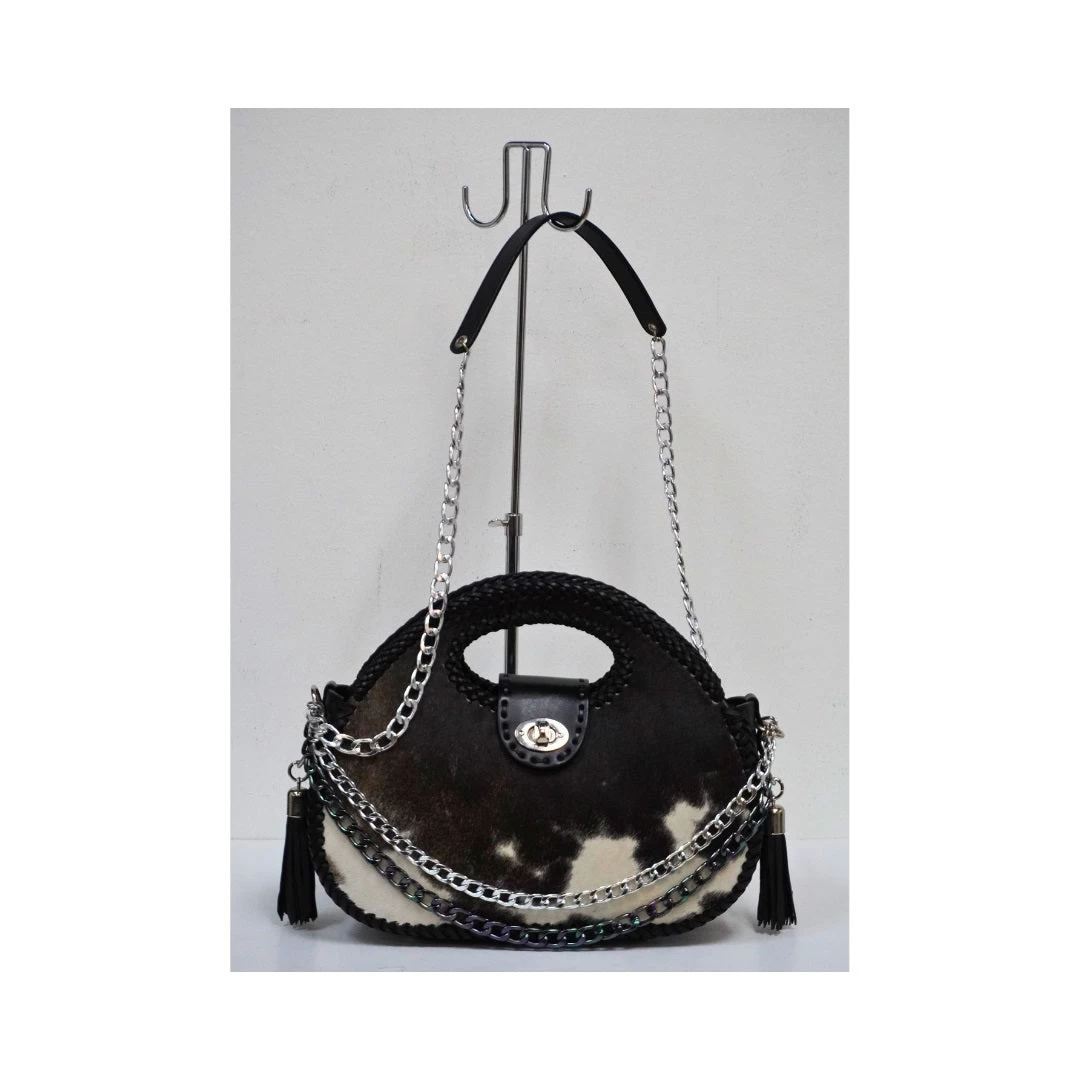 Cowhide Leather Purse - Brown/White - Image 4