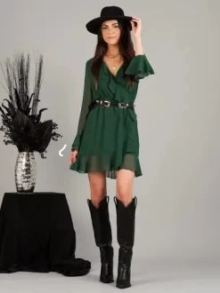 Lousie Ruffle Dress- Pine