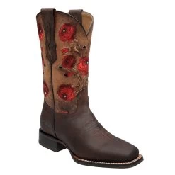 Rio Grande Felipa Womens Embroidery Flower Square Toe Boot - Maple