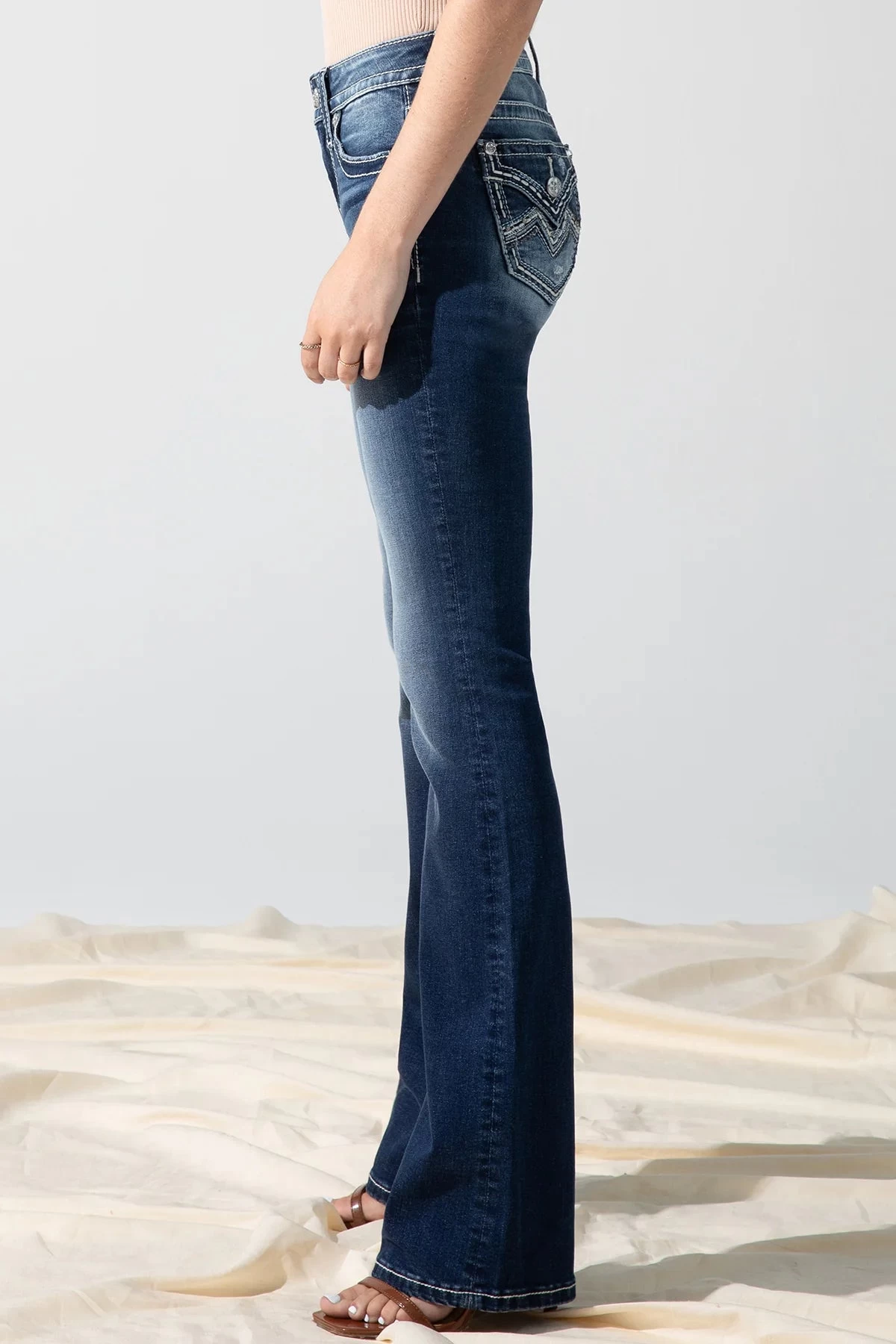 Miss Me Mid Rise Boot Cut Jean - Fold Over Pocket - Image 2