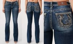 Lucky Horseshoe With Stars Mid-Rise Bootcut Miss Me Jeans