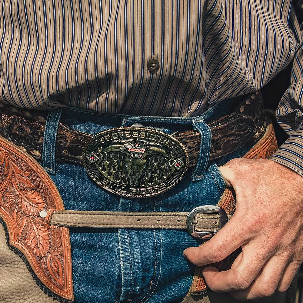 Montana Silversmiths PBR Open Flames Belt Buckle - Image 3