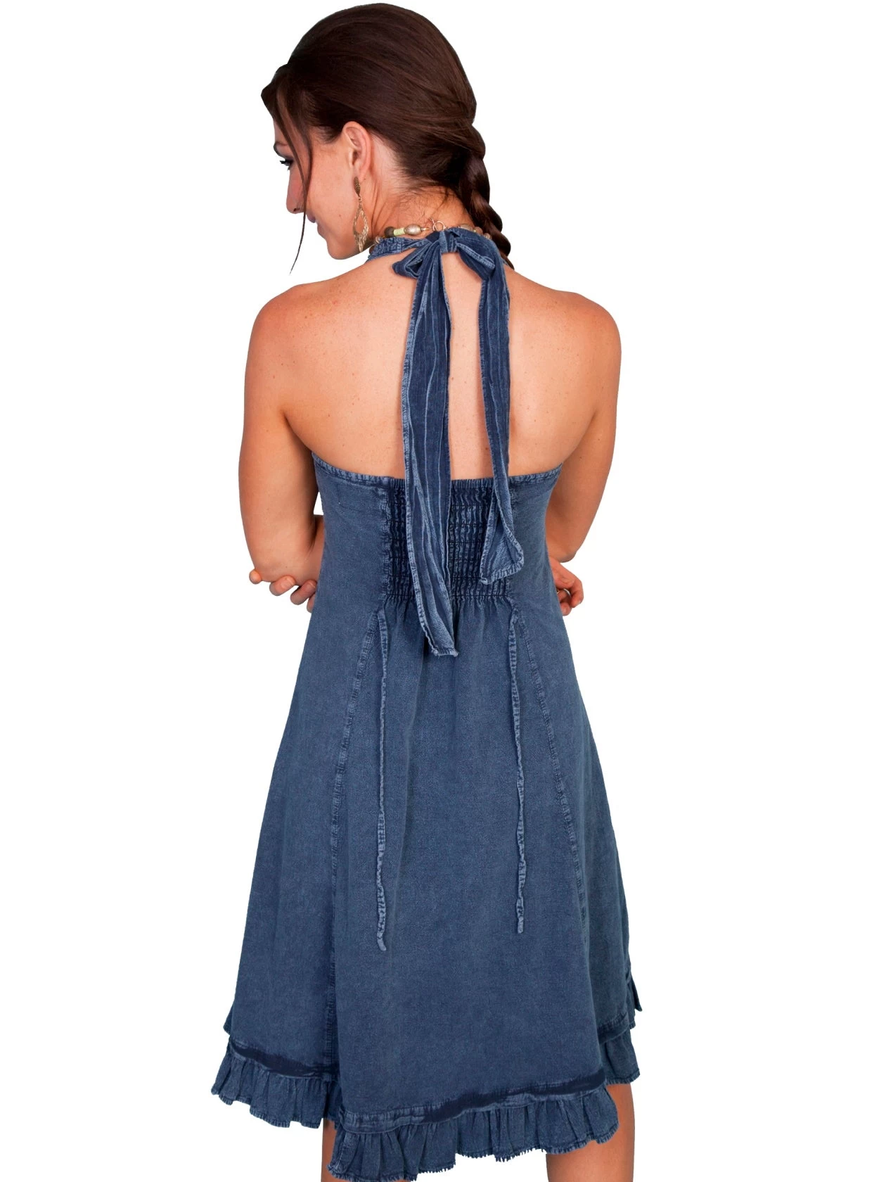 Scully Halter Dress Cotton Peruvian - Denim - Image 2