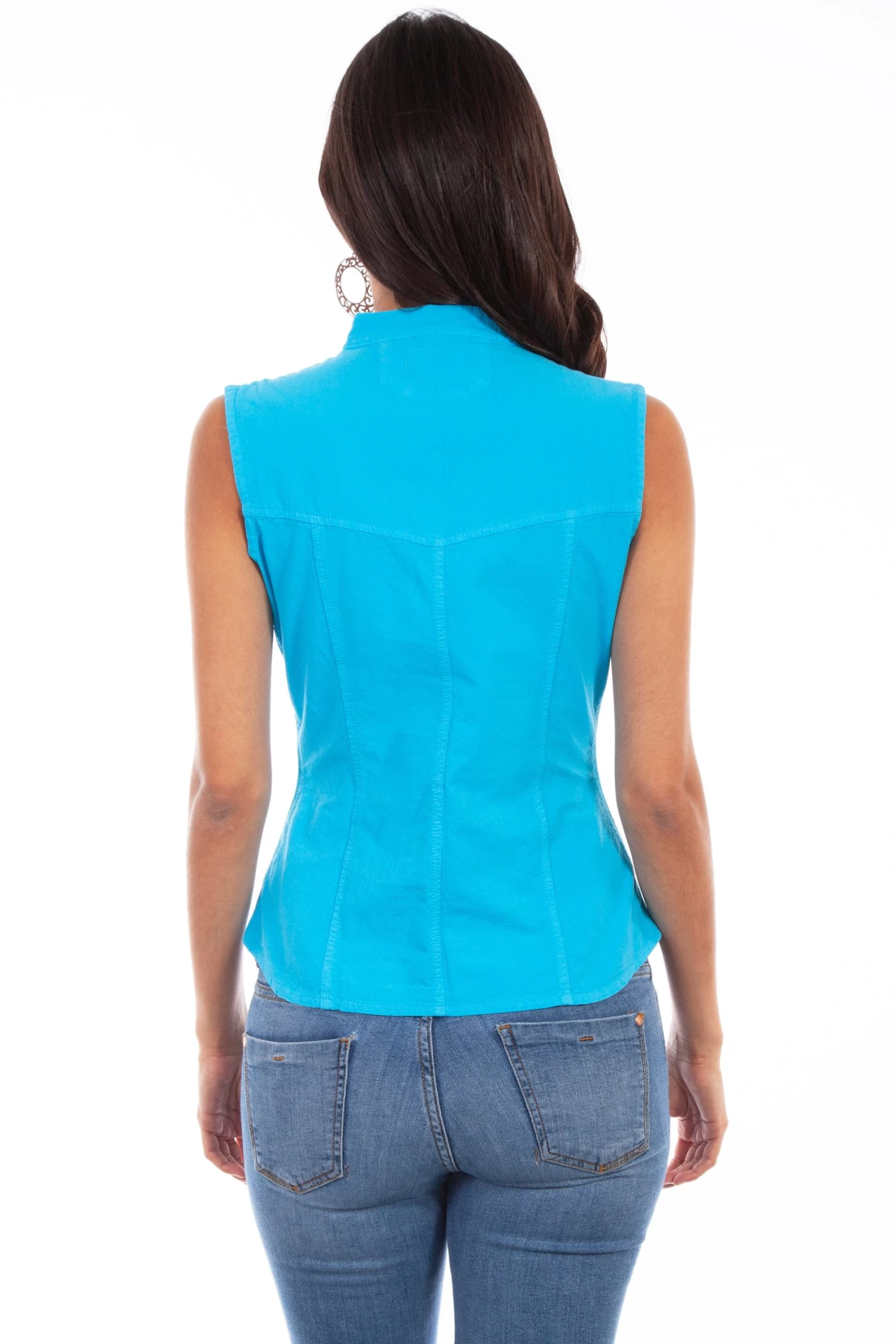 Scully Sleeveless Blouse Peruvian Cotton - Turquoise - Image 2