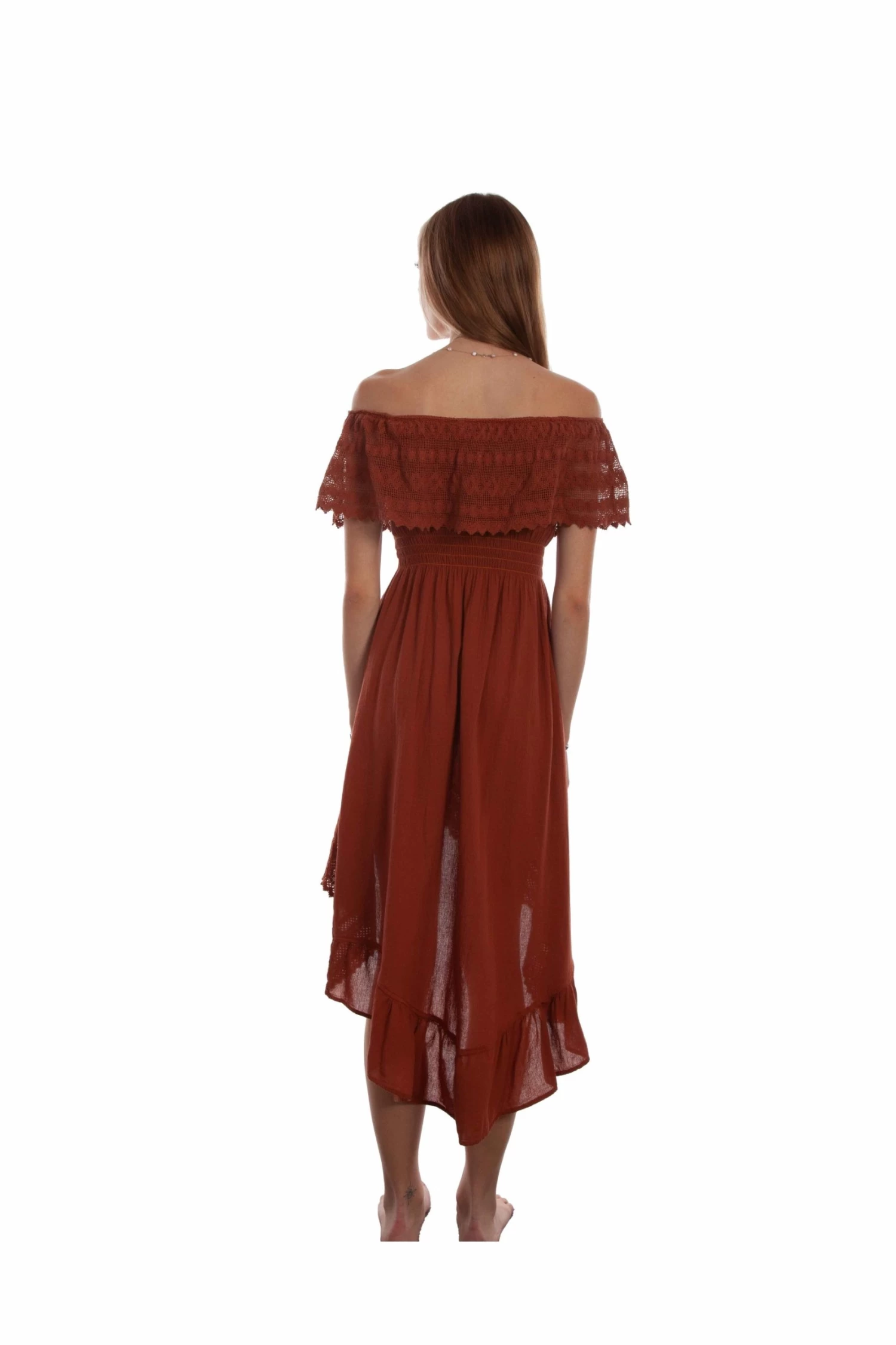 Scully Off Shoulder High/Low Dress - Ginger - Image 2
