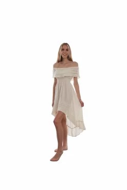 Scully Off Shoulder High/Low Dress - Vanilla