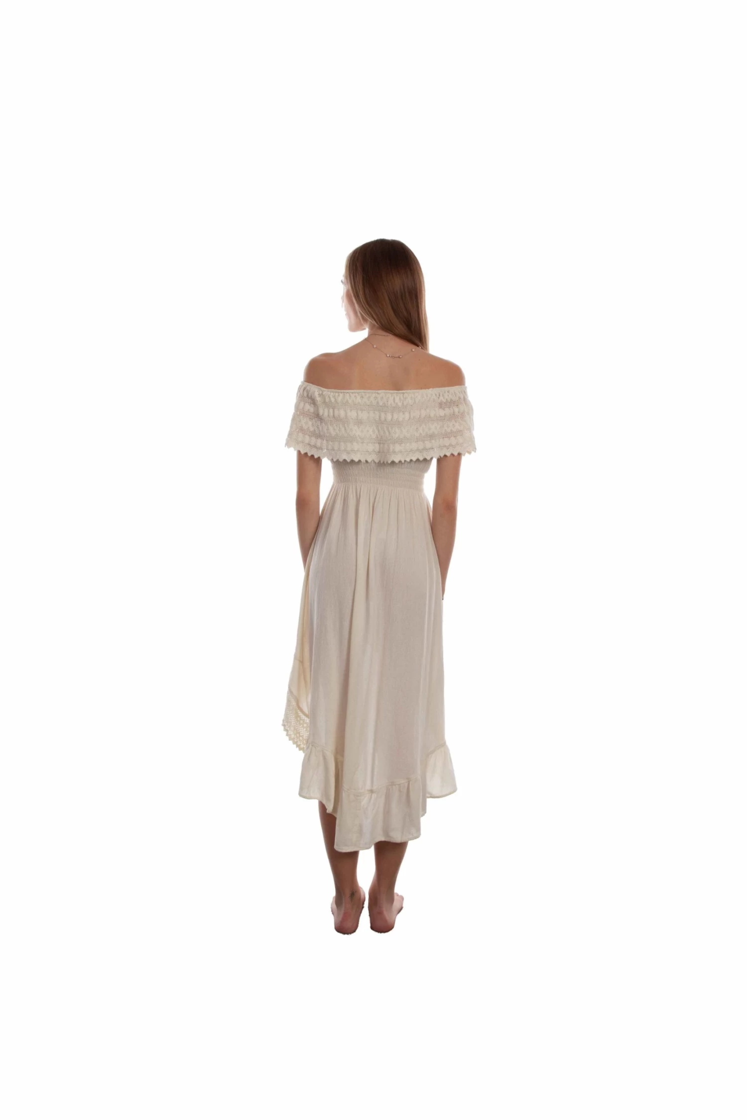 Scully Off Shoulder High/Low Dress - Vanilla - Image 2