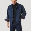Wrangler Mens Rugged Wear Flannel Lined Denim Jacket - Antique Navy