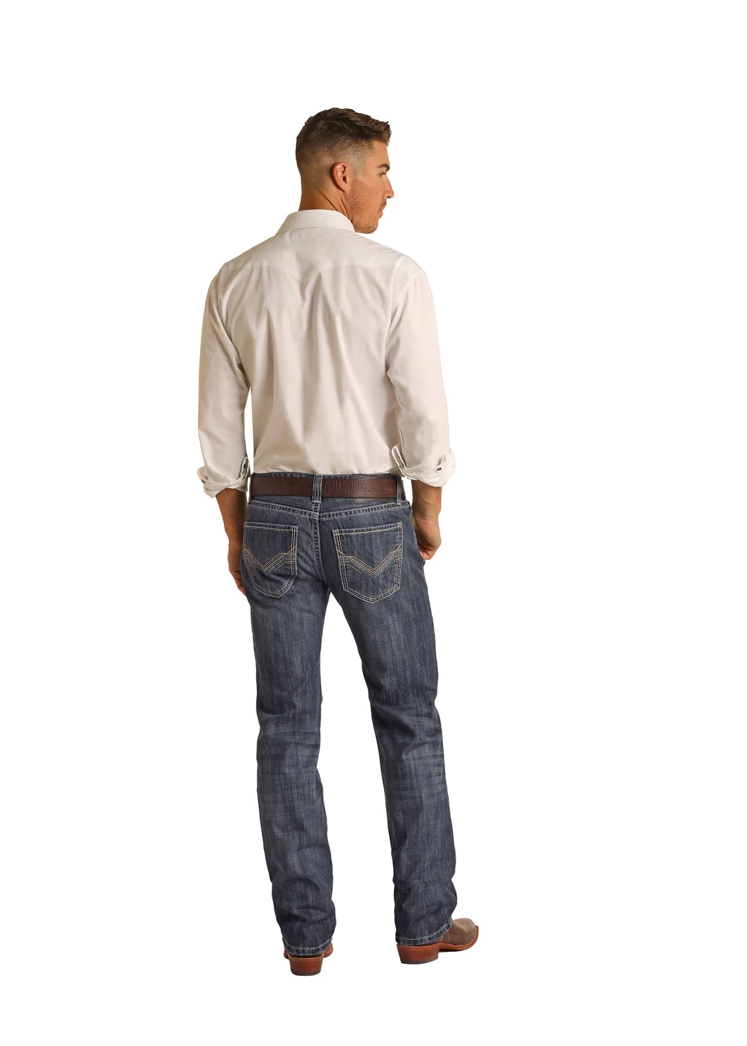 Rock & Roll Raised Denim V Two Tone Detail - Dark Vintage - Image 2