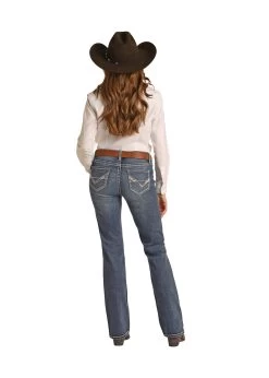 Rock & Roll Cowhide Applique Riding Jean - Medium Vintage
