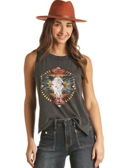 Rock & Roll Graphic Tee Bull Skull