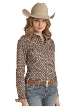 Rock & Roll Ladies Long Sleeve Pocket Snap Shirt