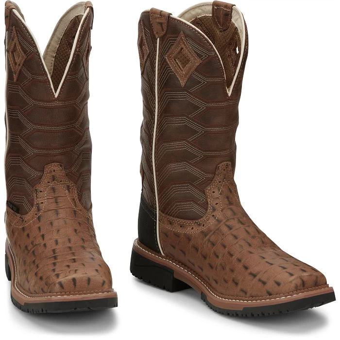 Justin Derrickman Carmel Croc Print Tan - Image 3