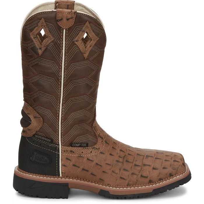 Justin Derrickman Carmel Croc Print Tan - Image 2