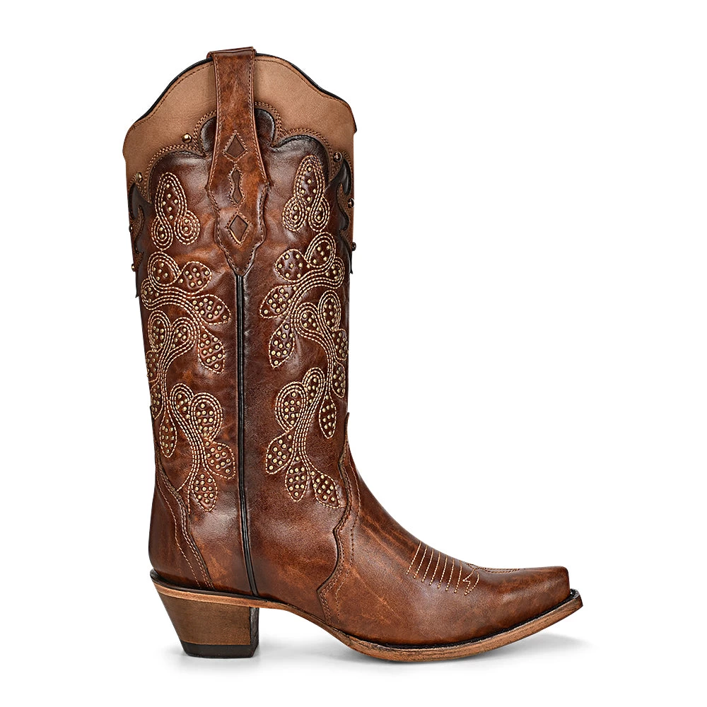 Corral Boots Corral Ladies Tan Overlay & Embroidery Studs - Image 2
