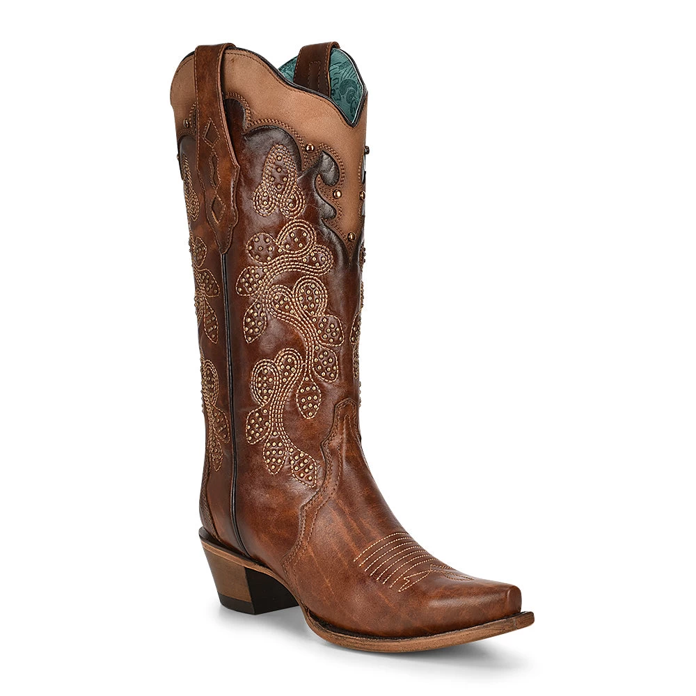 Corral Boots Corral Ladies Tan Overlay & Embroidery Studs
