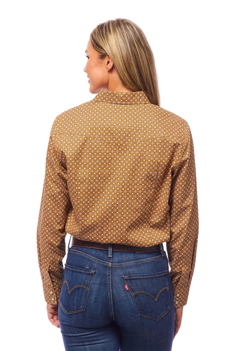 Rodeo Women Long Sleeve Brwon Snap Western Shirt - Image 3