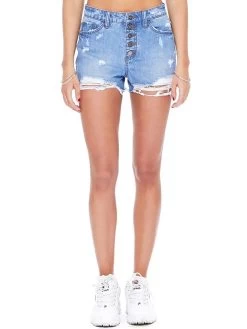 High Rise Shorts Light Denim Wash